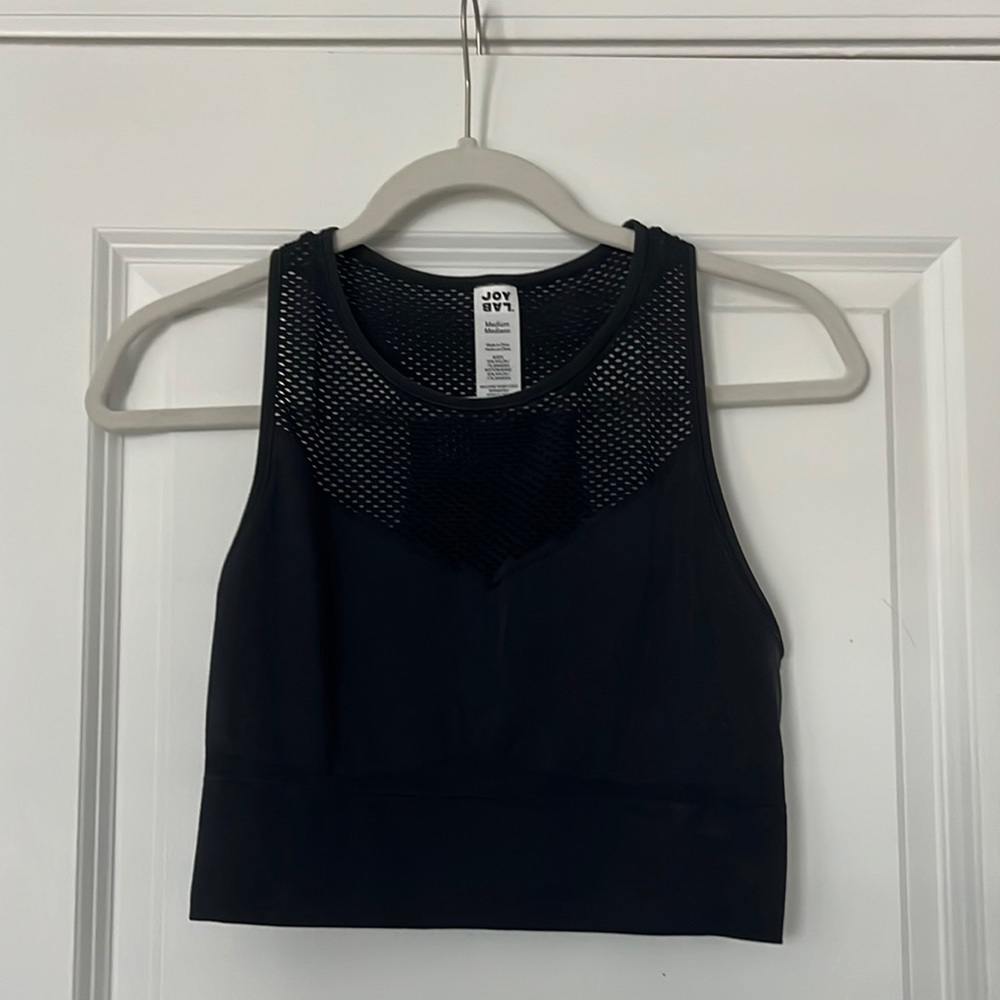 Black Joylab workout Tank Top crop top with mesh size medium
